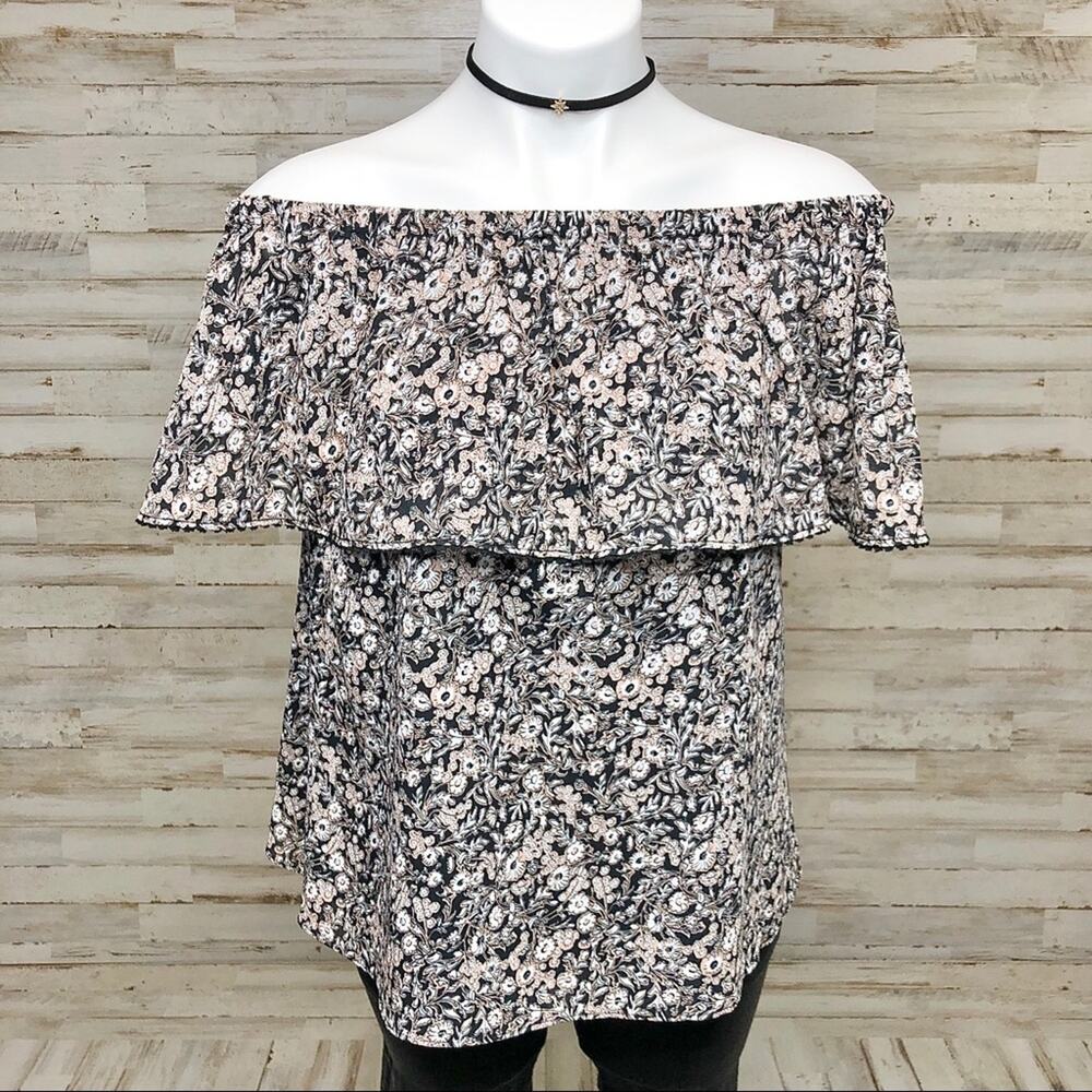 Rebecca Minkoff Wildflower Deb Top Womens Size S Black Off the Shoulder - Picture 3 of 14